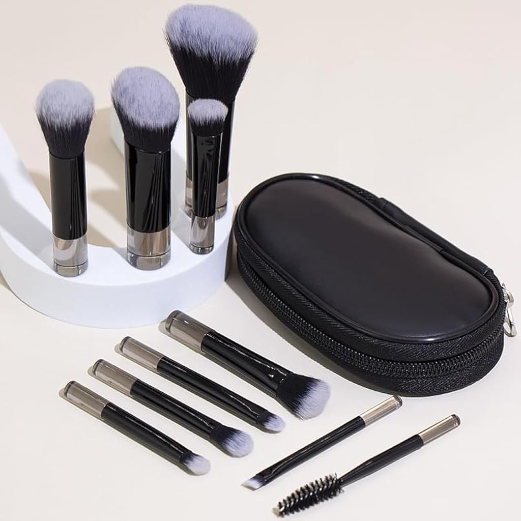 MAYCREATE® 10Pcs Travel Makeup Brushes with Zipper Pouch Synthetic Bristles Shorter Handle Makeup Brushes Including Blending Brush, Contour Brush, Eyeshadow Brushes, Basic Makeup Brush Kit for Travel MAYCREATE® 10Pcs Travel Makeup Brushes with Zipper Pouch Synthetic Bristles Shorter Handle Makeup Brushes Including Blending Brush, Contour Brush, Eyeshadow Brushes, Basic Makeup Brush Kit for Travel